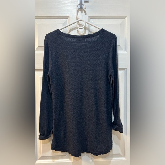 Loft Mixed Pattern Navy Sweater Casual Long Sleeve Boat Neck Beachy Cozy Size M - Picture 2 of 7